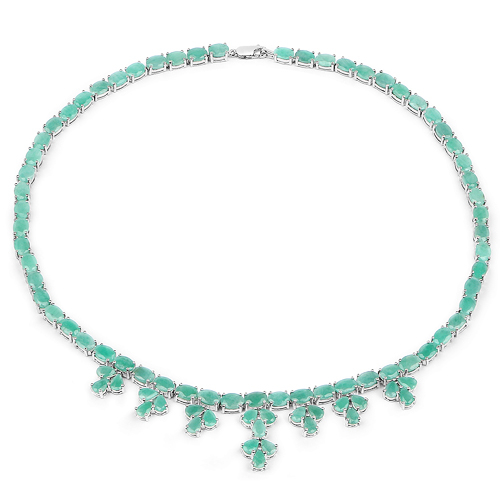 55.24 Carat Genuine Emerald .925 Sterling Silver Necklace