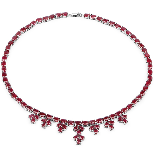 99.25 Carat Genuine Glass Filled Ruby .925 Sterling Silver Necklace