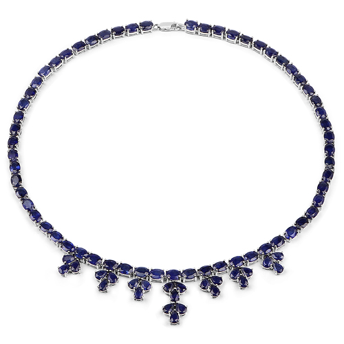 102.30 Carat Genuine Glass Filled Sapphire .925 Sterling Silver Necklace