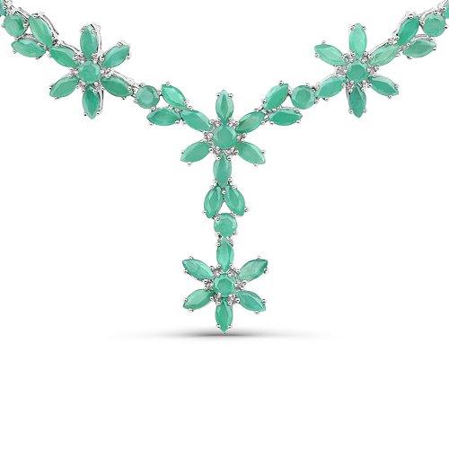 Emerald-37.92 Carat Carat Genuine Emerald .925 Sterling Silver Necklace