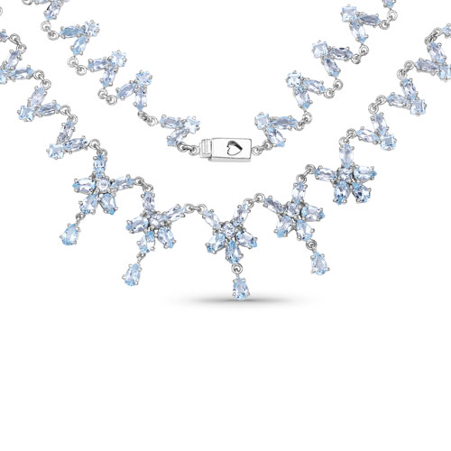 Necklaces-25.56 Carat Genuine Blue Topaz .925 Sterling Silver Necklace
