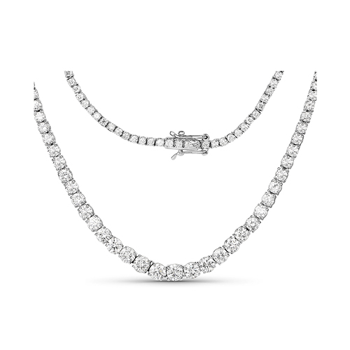 Diamond-8.42 Carat Genuine White Diamond 14K White Gold Necklace