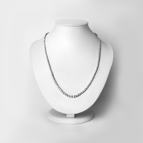 8.42 Carat Genuine White Diamond 14K White Gold Necklace