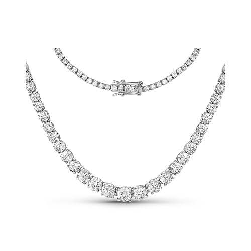 Diamond-11.48 Carat Genuine White Diamond 14K White Gold Necklace