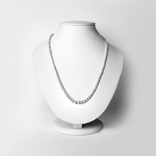 11.48 Carat Genuine White Diamond 14K White Gold Necklace