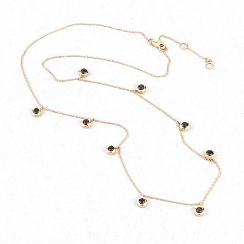 1.08 Carat Genuine Blue Sapphire 10K Yellow Gold Necklace