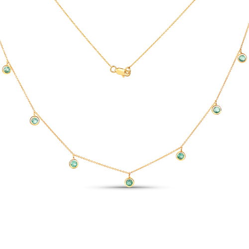 Emerald-0.90 Carat Genuine Zambian Emerald 10K Yellow Gold Necklace