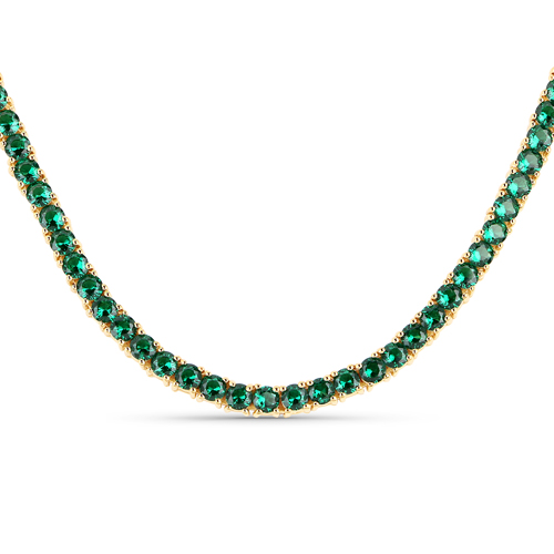 Emerald-10.98 Carat Created Emerald .925 Sterling Silver Necklace