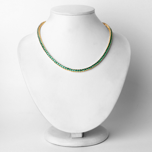 10.98 Carat Created Emerald .925 Sterling Silver Necklace