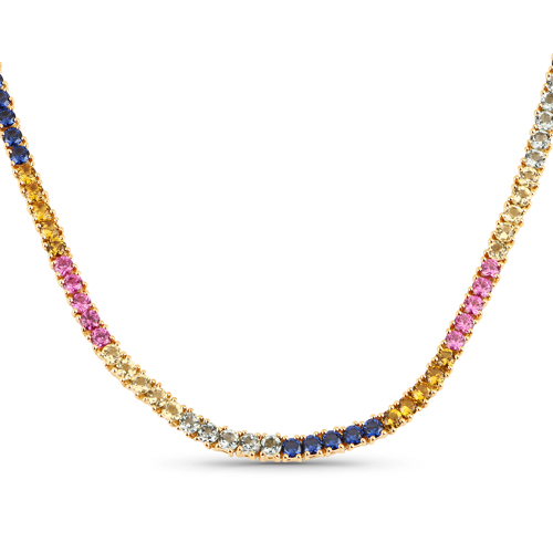 Sapphire-11.65 Carat Created Multi Sapphire .925 Sterling Silver Necklace