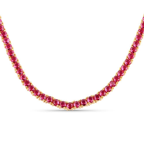 Ruby-14.67 Carat Created Ruby .925 Sterling Silver Necklace