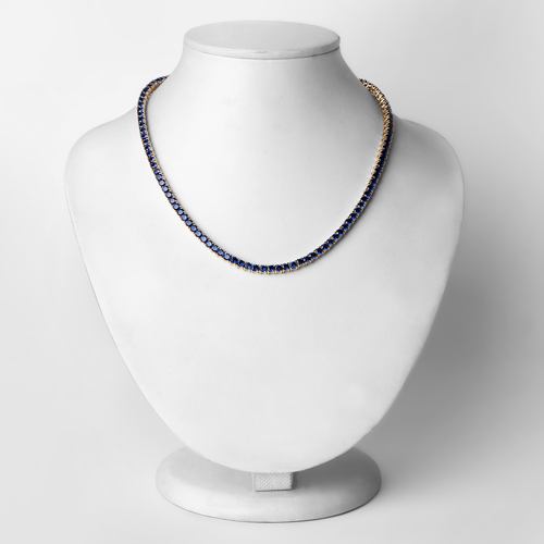11.65 Carat Created Blue Sapphire .925 Sterling Silver Necklace