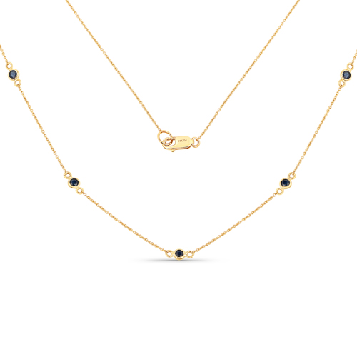 Sapphire-0.42 Carat Genuine Blue Sapphire 14K Yellow Gold Necklace