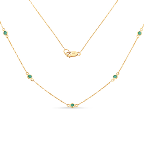 Emerald-0.39 Carat Genuine Emerald 14K Yellow Gold Necklace