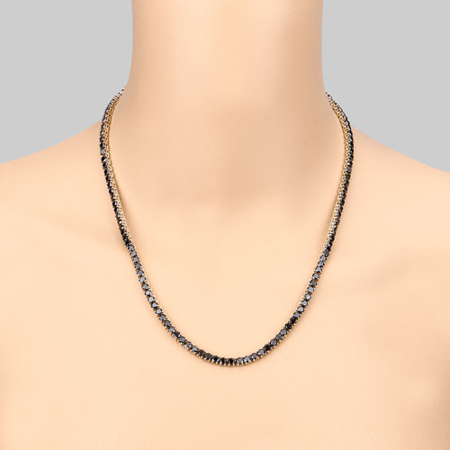 20.09 Carat Genuine Black Diamond 14K Yellow Gold Necklace