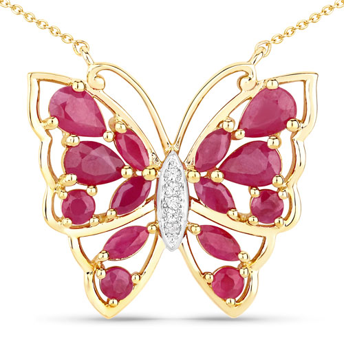 Ruby-2.88 Carat Genuine Ruby and White Zircon .925 Sterling Silver Necklace