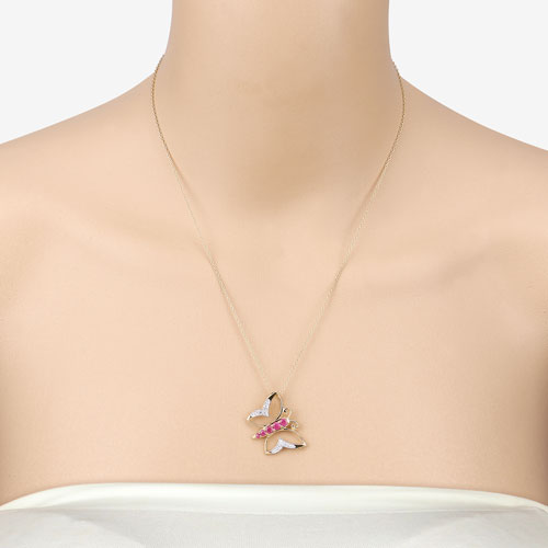 0.62 Carat Genuine Ruby and White Zircon .925 Sterling Silver Necklace