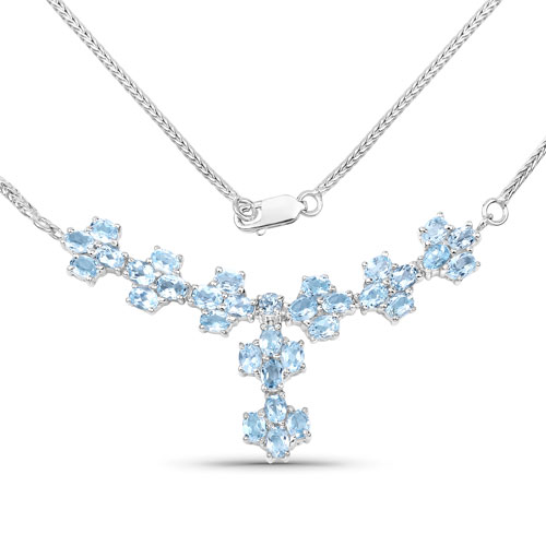 Necklaces-6.20 Carat Genuine Blue Topaz .925 Sterling Silver Necklace