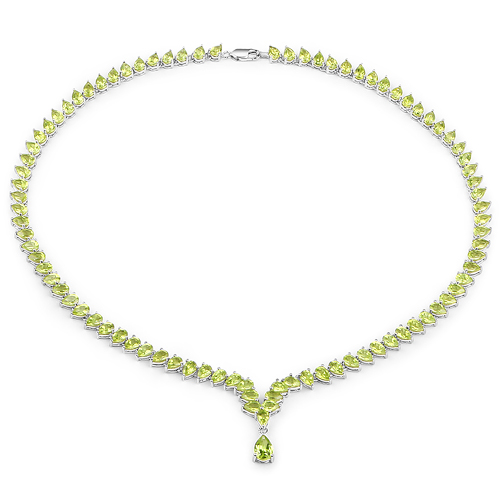 36.75 Carat Genuine Peridot .925 Sterling Silver Necklace