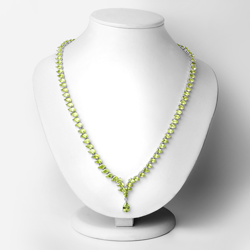 36.75 Carat Genuine Peridot .925 Sterling Silver Necklace