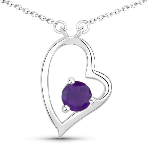 Amethyst-0.43 Carat Genuine Amethyst .925 Sterling Silver Necklace