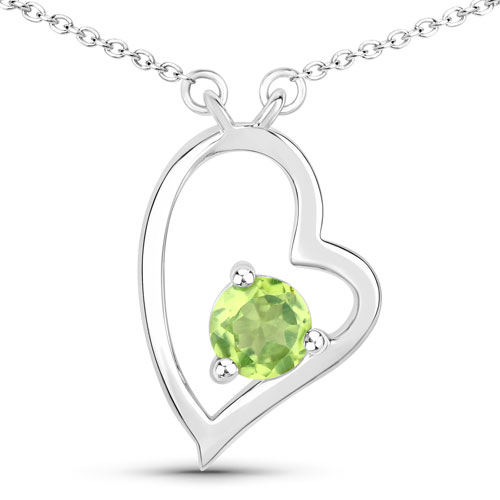 Peridot-0.51 Carat Genuine Peridot .925 Sterling Silver Necklace