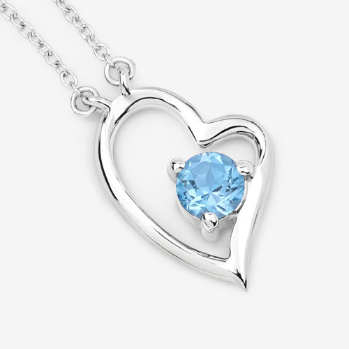 0.60 Carat Genuine Swiss Blue Topaz .925 Sterling Silver Necklace