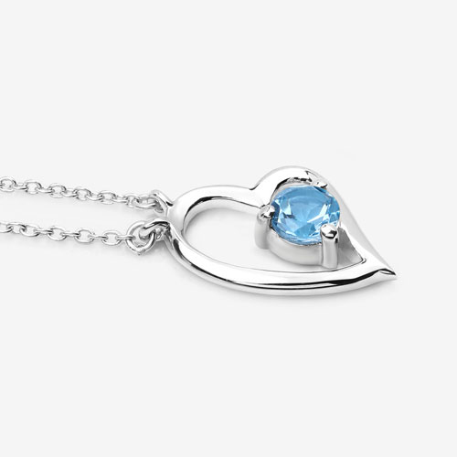 0.60 Carat Genuine Swiss Blue Topaz .925 Sterling Silver Necklace
