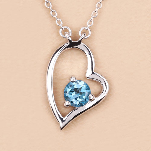 0.60 Carat Genuine Swiss Blue Topaz .925 Sterling Silver Necklace