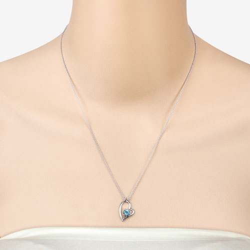 0.60 Carat Genuine Swiss Blue Topaz .925 Sterling Silver Necklace