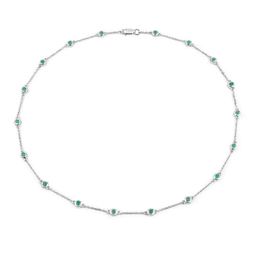 Emerald-1.80 Carat Genuine Emerald .925 Sterling Silver Necklace
