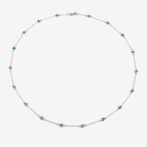 1.80 Carat Genuine Emerald .925 Sterling Silver Necklace