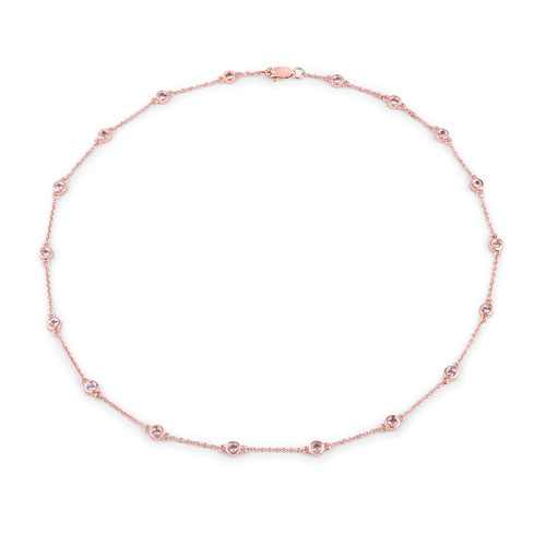 Necklaces-1.62 Carat Genuine Morganite .925 Sterling Silver Necklace