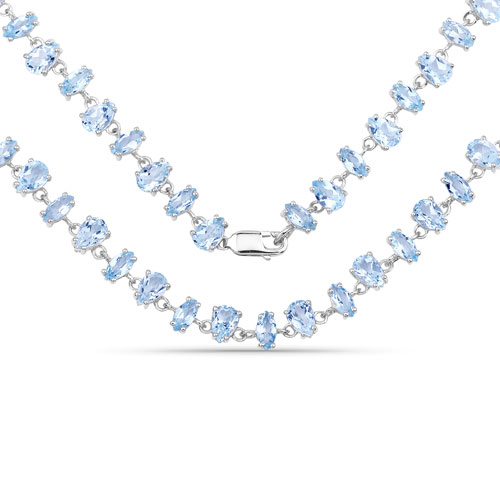 Necklaces-30.72 Carat Genuine Blue Topaz .925 Sterling Silver Necklace