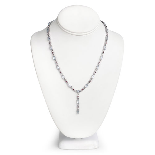 12.23 Carat Genuine Blue Topaz and Ruby .925 Sterling Silver Necklace