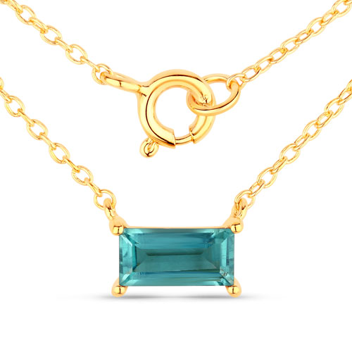 Necklaces-0.84 Carat Created Aquamarine .925 Sterling Silver Necklace