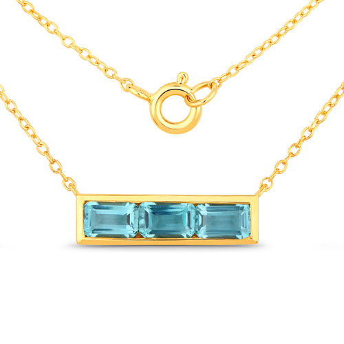 Necklaces-1.62 Carat Created Aquamarine .925 Sterling Silver Necklace