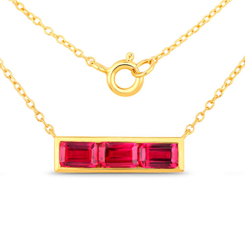 Ruby-2.43 Carat Created Ruby .925 Sterling Silver Necklace