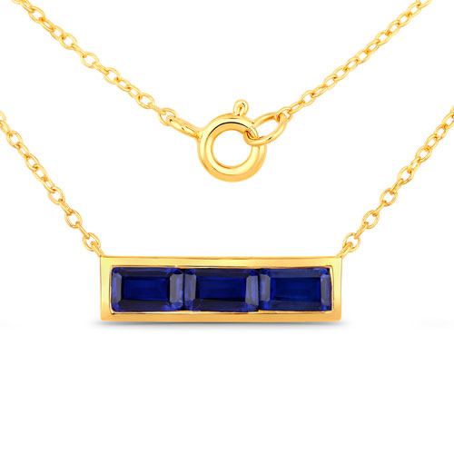 Sapphire-2.40 Carat Created Blue Sapphire .925 Sterling Silver Necklace