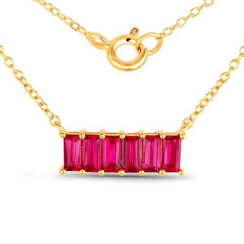 Ruby-1.80 Carat Created Ruby .925 Sterling Silver Necklace