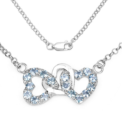 Necklaces-1.70 Carat Genuine Aquamarine .925 Sterling Silver Necklace