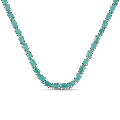 Emerald-17.20 Carat Genuine Emerald .925 Sterling Silver Necklace