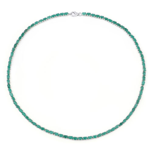 17.20 Carat Genuine Emerald .925 Sterling Silver Necklace