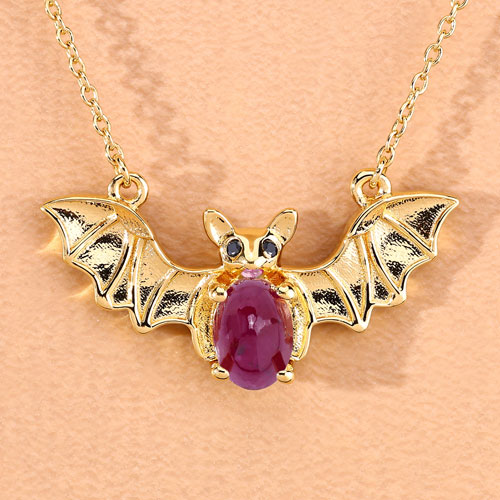 1.18 Carat Genuine Ruby and Black Spinel .925 Sterling Silver Necklace