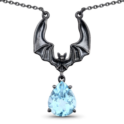 Necklaces-2.60 Carat Genuine Blue Topaz .925 Sterling Silver Necklace