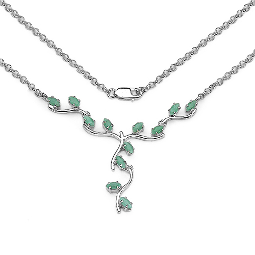 Emerald-1.68 Carat Genuine Emerald Sterling Silver Necklace