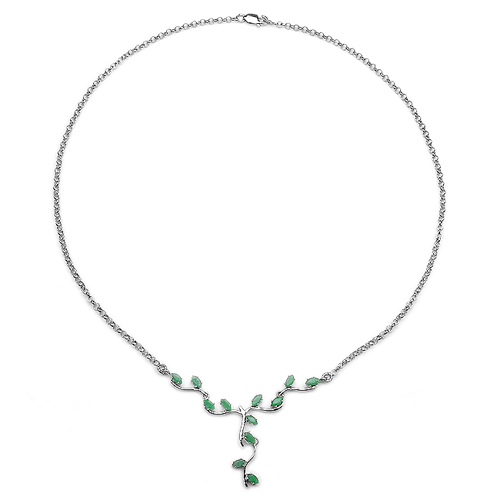 1.68 Carat Genuine Emerald Sterling Silver Necklace