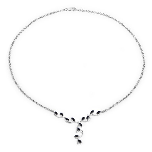 2.40 Carat Genuine Black Sapphire .925 Sterling Silver Necklace