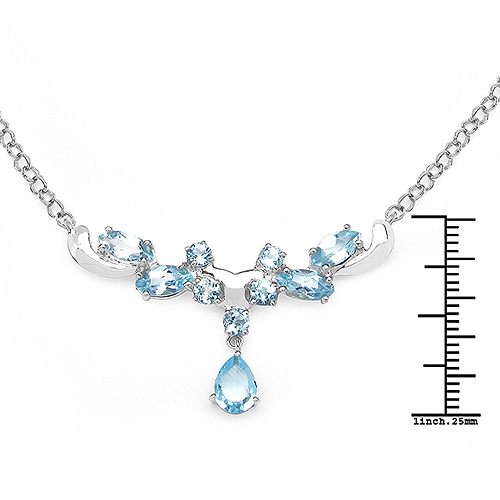 3.57 Carat Genuine Blue Topaz .925 Sterling Silver Necklace