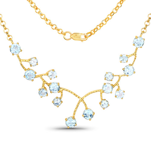 Necklaces-7.36 Carat Genuine Sky Blue Topaz .925 Sterling Silver Necklace